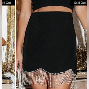 VICI KACEY RHINESTONE FRINGE MINI SKIRT - sold out online!